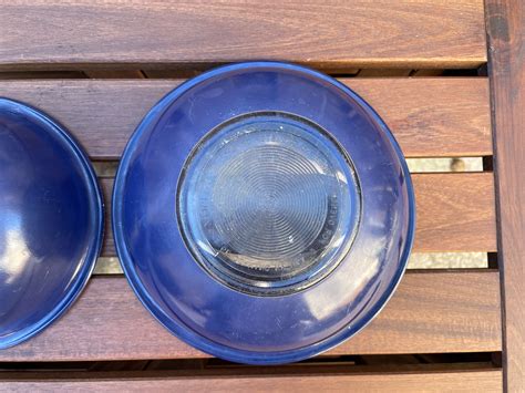 Pyrex Glass Dark Blue Mixing Bowl Set Of 2 Vintage 1980s 1990s 322 323