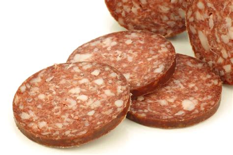 Pieces Of Traditional Dutch Sausage Called Boerenmetworst Stock Photo