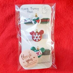 Christmas Minnie Mickey Mouse Ears Hair Clips Glitter Holiday Etsy