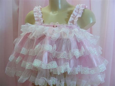 ADULT Baby Sissy Satin Babydoll Negligee Nightie Dress Camisole Lingerie Lolita EBay