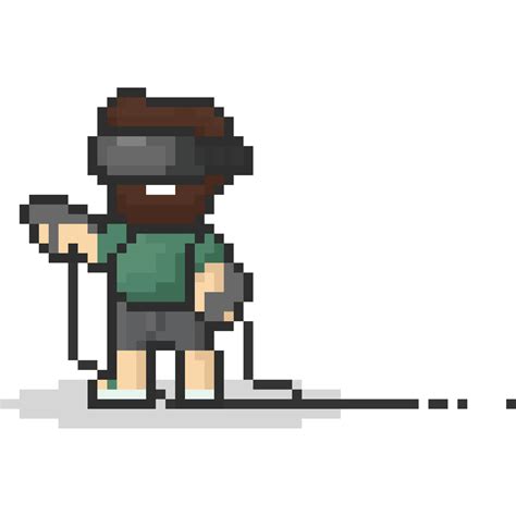 Pixel art beard man playing vr glasses 28652170 PNG