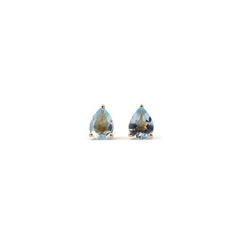 Blaue Topas Ohrring Ohrstecker Ohrringe 14 k Solid Gold natürliche