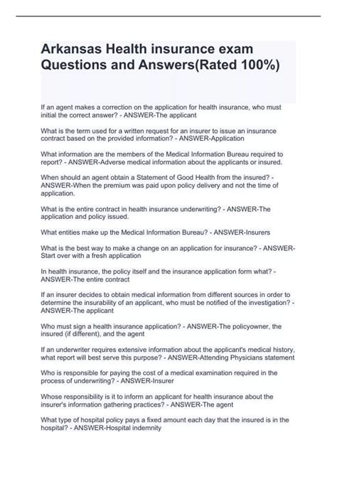 Arkansas Health insurance exam Questions and Answers(Rated 100%