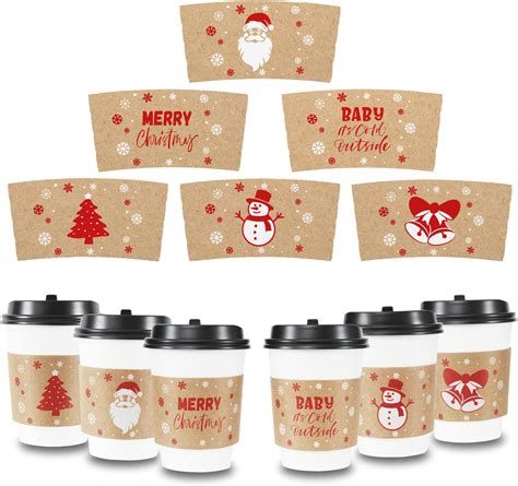 Amazon Hmxpls 24 Packs Christmas Santa Coffee Cups Sleeves