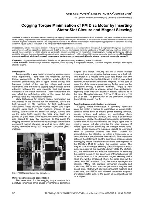 (PDF) Cogging Torque Minimisation of PM Disc Motor by Inserting Stator ...