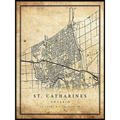 St Catharines Map Print Vintage Map City Artwork Poster Wall Art