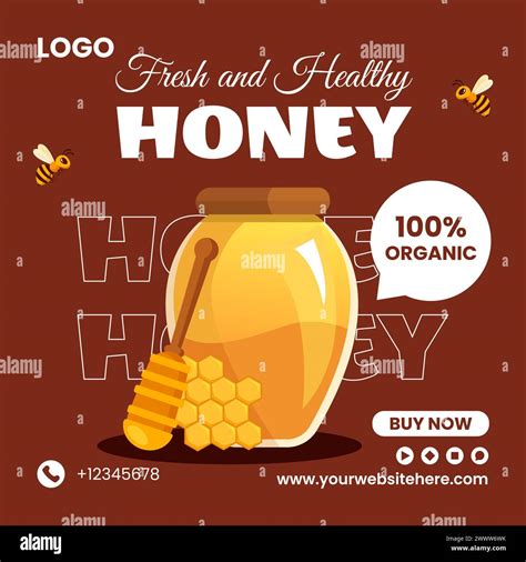 Honey Store Social Media Illustration Flat Cartoon Hand Drawn Templates