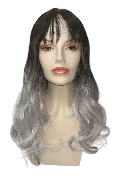 Long Curly Platinum Silver To Black Ombre Wig Perth Hurly Burly Hurly Burly