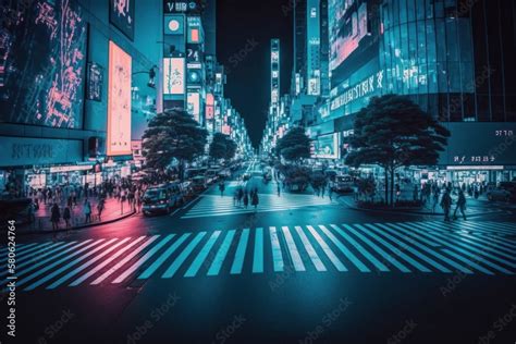 Experience the Vibrant Energy of Tokyo's Neon Night City at Shibuya Crossing, Generative AI ...