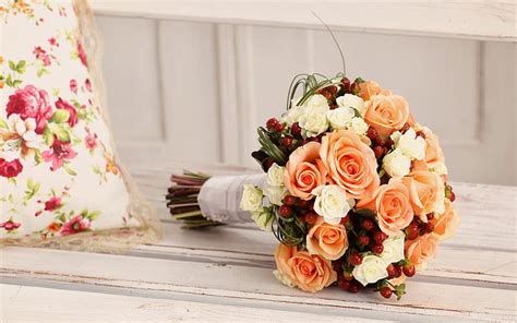 1920x1080px 1080p Free Download Roses Wedding Bouquet Orange Roses