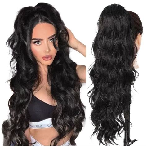 New Ponytail Wig Extension Dark Brown Black Long Ponytail Wig Clip In