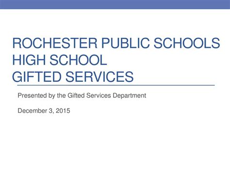 Rochester Public Schools High School Ted Services Ppt Download