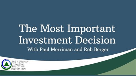 The Most Important Investment Decisions YouTube