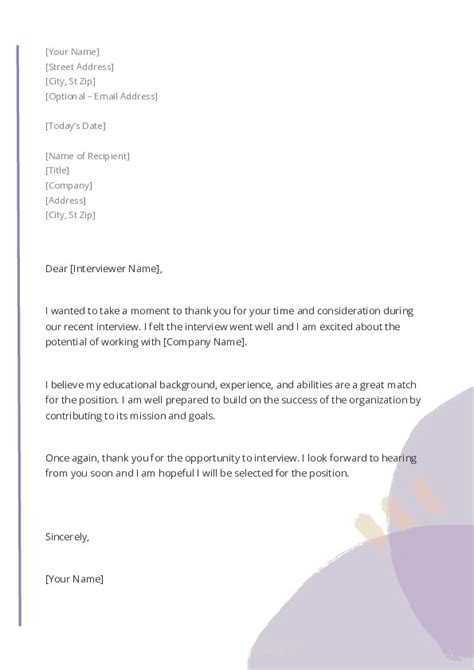 Interview Thank You Letter Template Word Infoupdate Org