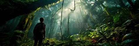 Raveler Exploring A Lush Rainforest Emphasizing The Importance Of