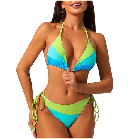 UTSJKR Women S Color Block Halter Triangle Bikini Set Piece Swimsuits