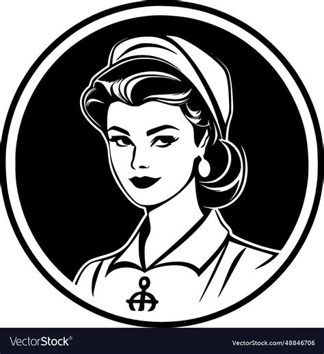 Nurse - black and white Royalty Free Vector Image