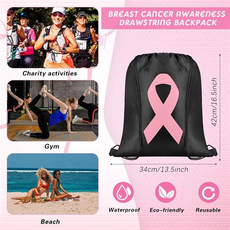 Silkfly Pcs Breast Cancer Awareness Drawstring Backpack Bulk Pink