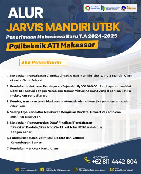 Jalur Penerimaan Jarvis Mandiri Utbk Politeknik Ati Makassar