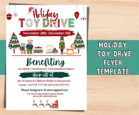 Editable Toy Drive Flyer. Holiday Toy Drive Template. Christmas Toy ...