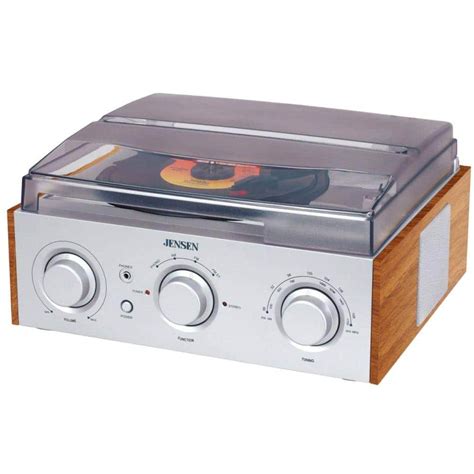 JENSEN 3-Speed Turntable with AM/FM Receiver and Stereo Speakers-JTA ... 