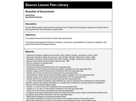 Branches Of Government Lesson Plan For 4th Grade Lesson Planet