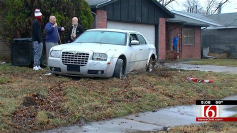 Tulsa Police Intoxicated Driver Gets Car Stuck In Strangers Yard