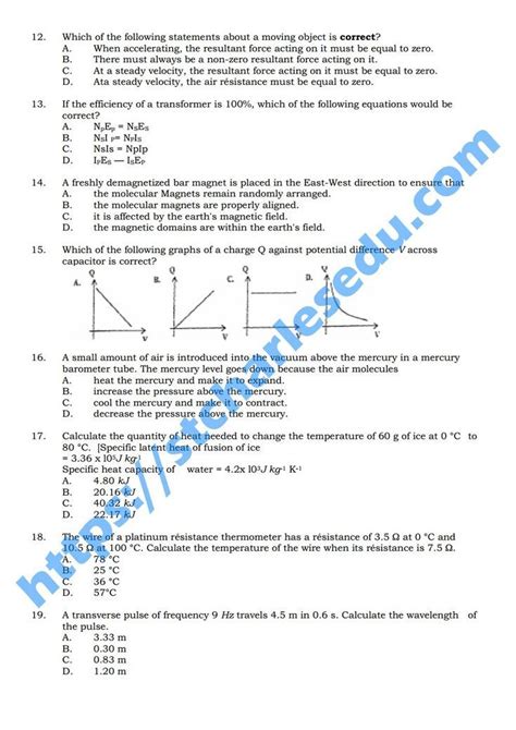 Waec Physics Questions On Specific Heat Capacity Physics Questions