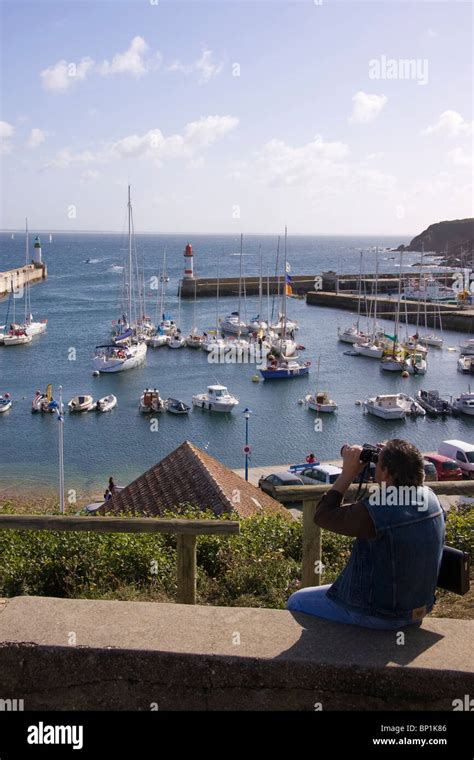 France Brittany Morbihan Groix Island Port Tudy Harbour Stock Photo