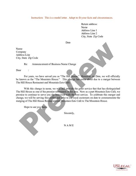 Sample Letter For Announcement Of Business Name Change Name Change