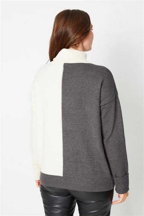 Jumpers And Cardigans Oversized Colour Block Roll Neck Jumper Wallis