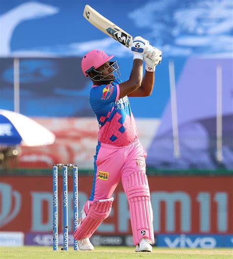 Sanju Samson goes high over the leg side during his half-century ...