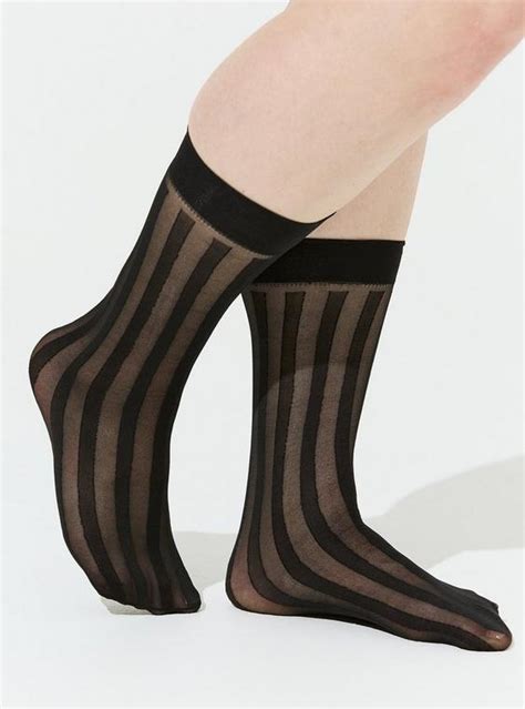 Plus Size Striped Mesh Crew Sock Torrid