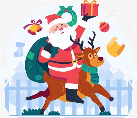 Merry Christmas Concept Illustration Featuring Happy Santa Claus Riding