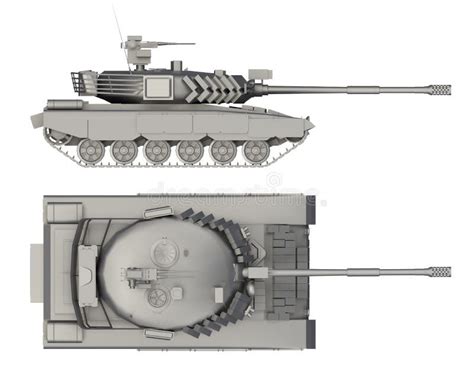 Military Tank Side and Top View Isolated on White Stock Illustration ...