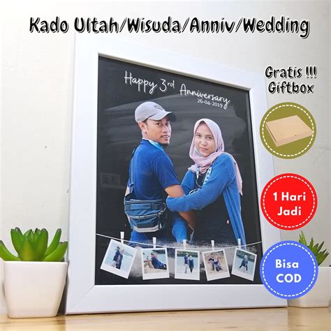 Jual Free Gift Box Kado Ultah R Cetak Foto Plus Bingkai Kaca