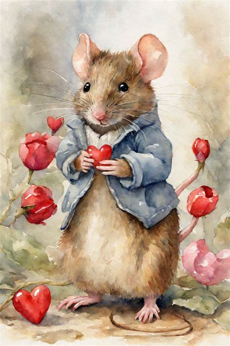 Cute Valentine Mouse Watercolor By Lee Anne Piper Playground