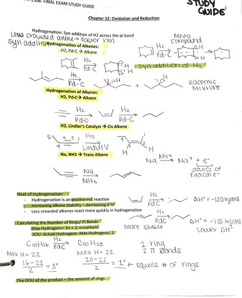 Ochem Final Exam Study Guide All Rxns Plus Concepts Chem