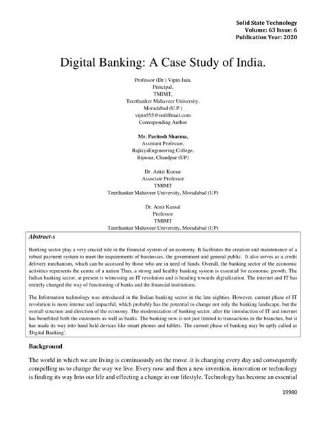 Pdf Digital Banking A Case Study Of India