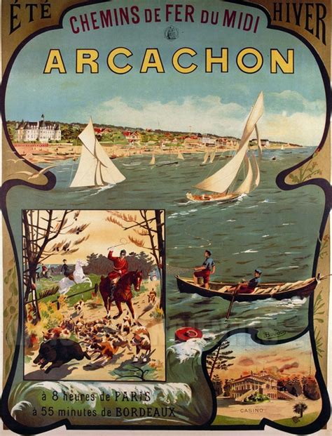 Affiche Et Hiver Arcachon Vintage Poster Bank Th Me Plage