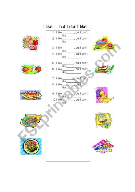 Food I Like I Don´t Like Esl Worksheet By Melinab