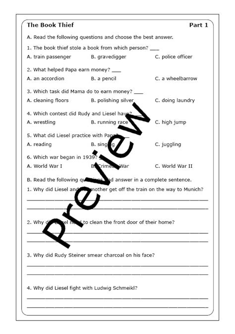 Markus Zusak The Book Thief Worksheets Made By Teachers