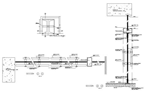 2 Panels Tempered Glass Door Detail Section 2d View Layout File Cadbull