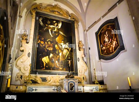 A View Of Caravaggio S Famous Painting The Seven Works Of Mercy At