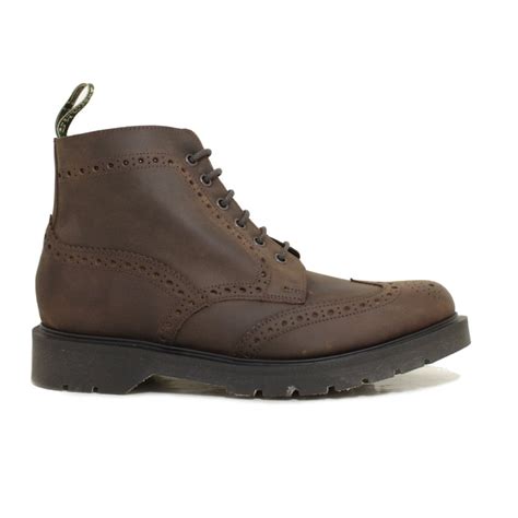 Loake Gage Brown Oiled Nubuck Leather Mens Lace Up Brogue Derby Boots Mens From North Shoes Uk