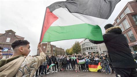 Menschen Kamen Pro Pal Stinenser Demo Auf Denkmalsplatz In Leer