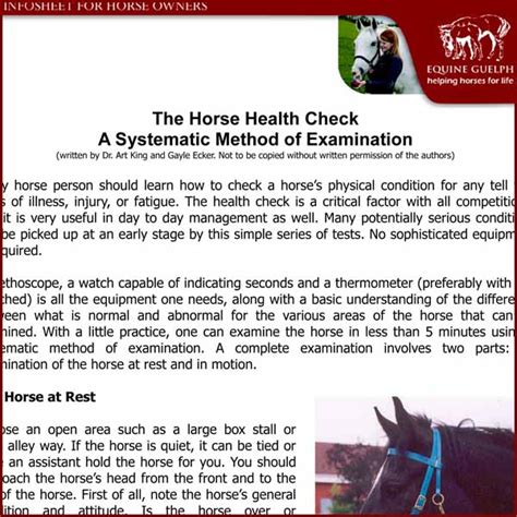 The Horse Health Check - A Systematic Method of Examination - KPP