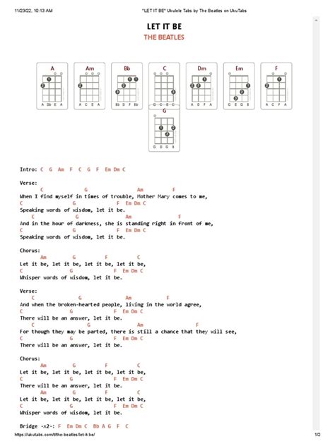 Let It Be Ukulele Pdf Music Singles Music