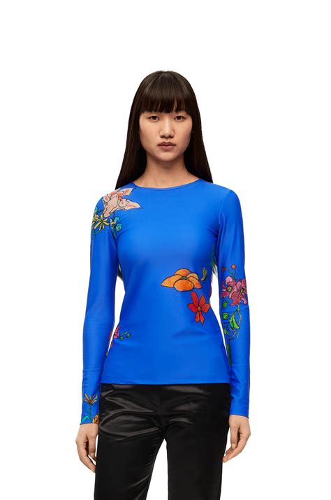 Loewe Long Sleeve Top In Technical Jersey In Blue Lyst