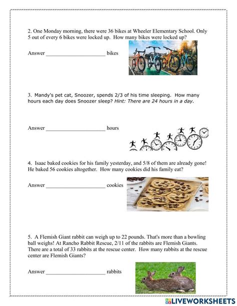 Equivalent Fractions Word Problems Worksheet Live Worksheets